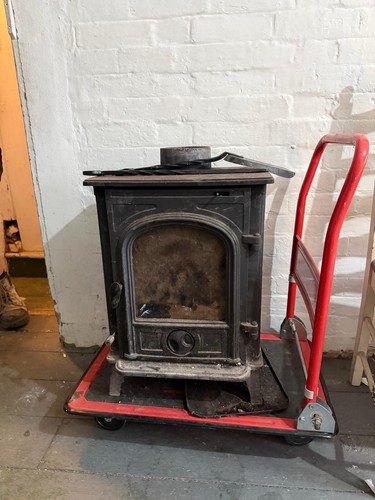 Wood burning stove - burning,