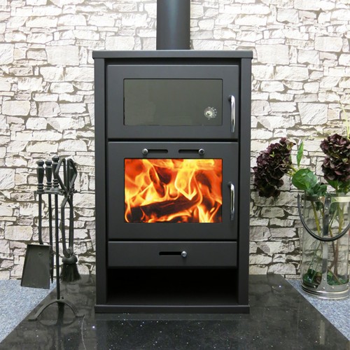 Wood burning stove - burning, w/