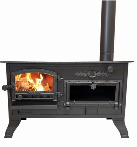 Wood burning stove with oven - burning,