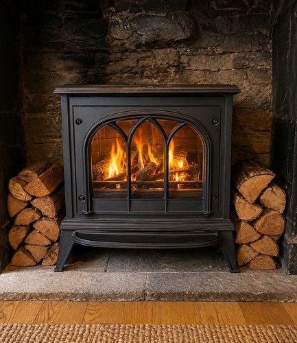 Cast iron gas burning wood - gas,
