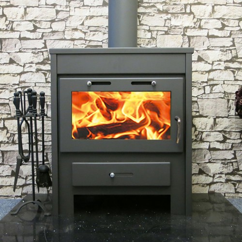 Wood burning stove with back - wood,